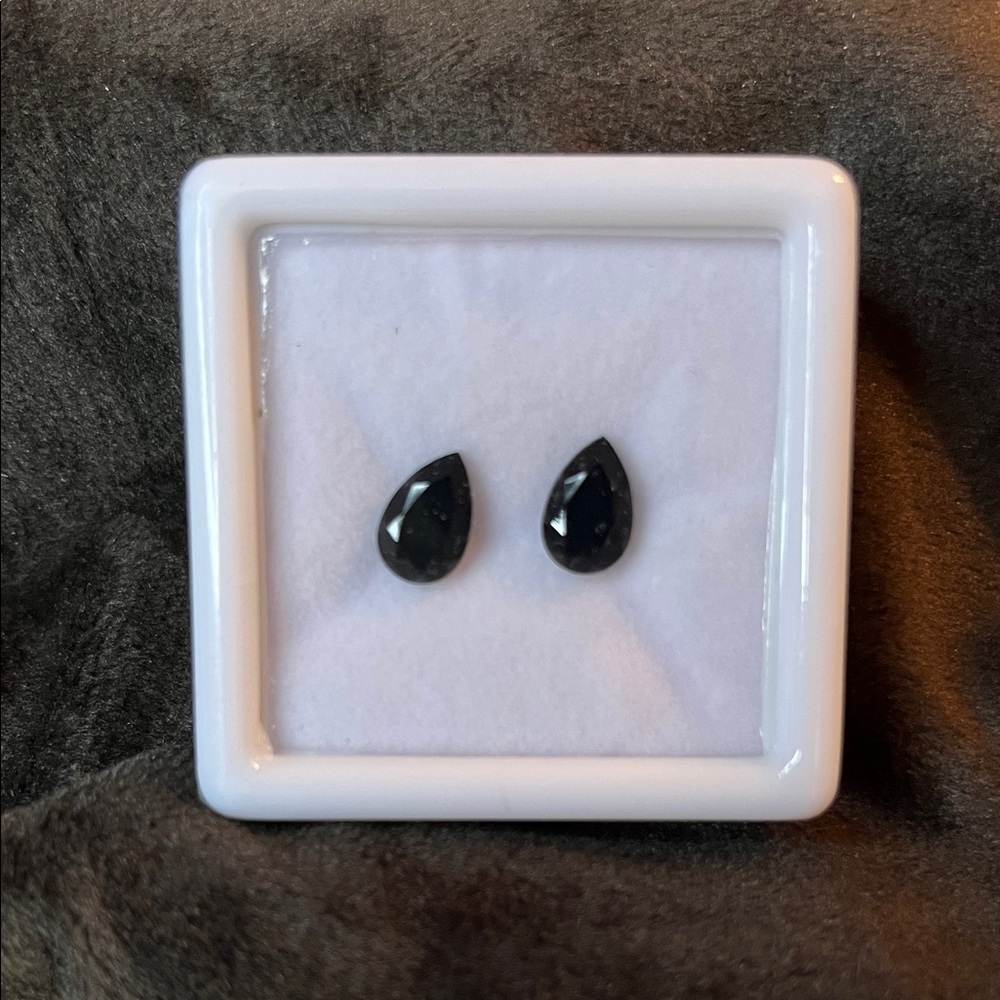 Black Onyx Pear Shaped 2 piece loose Gemstone Set 9x6mm